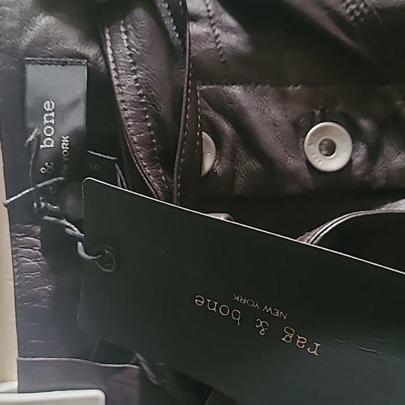 NWT RAG & BONE Mia Leather Jeans Relaxed Pants Dark Brown, Sz 4 & 6 - Picture 6 of 13